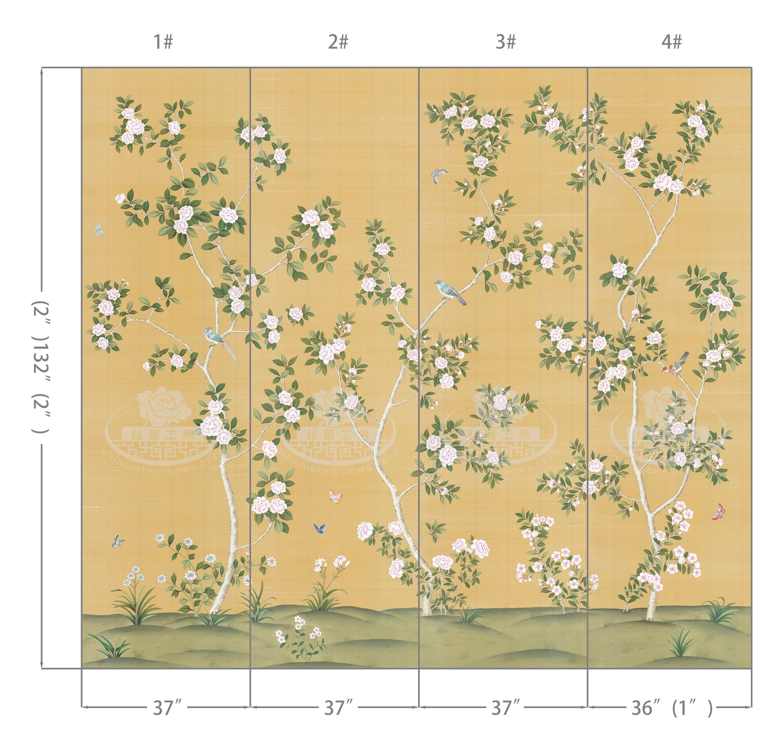 G-031 Lingering Garden on Gold Silk CS-2