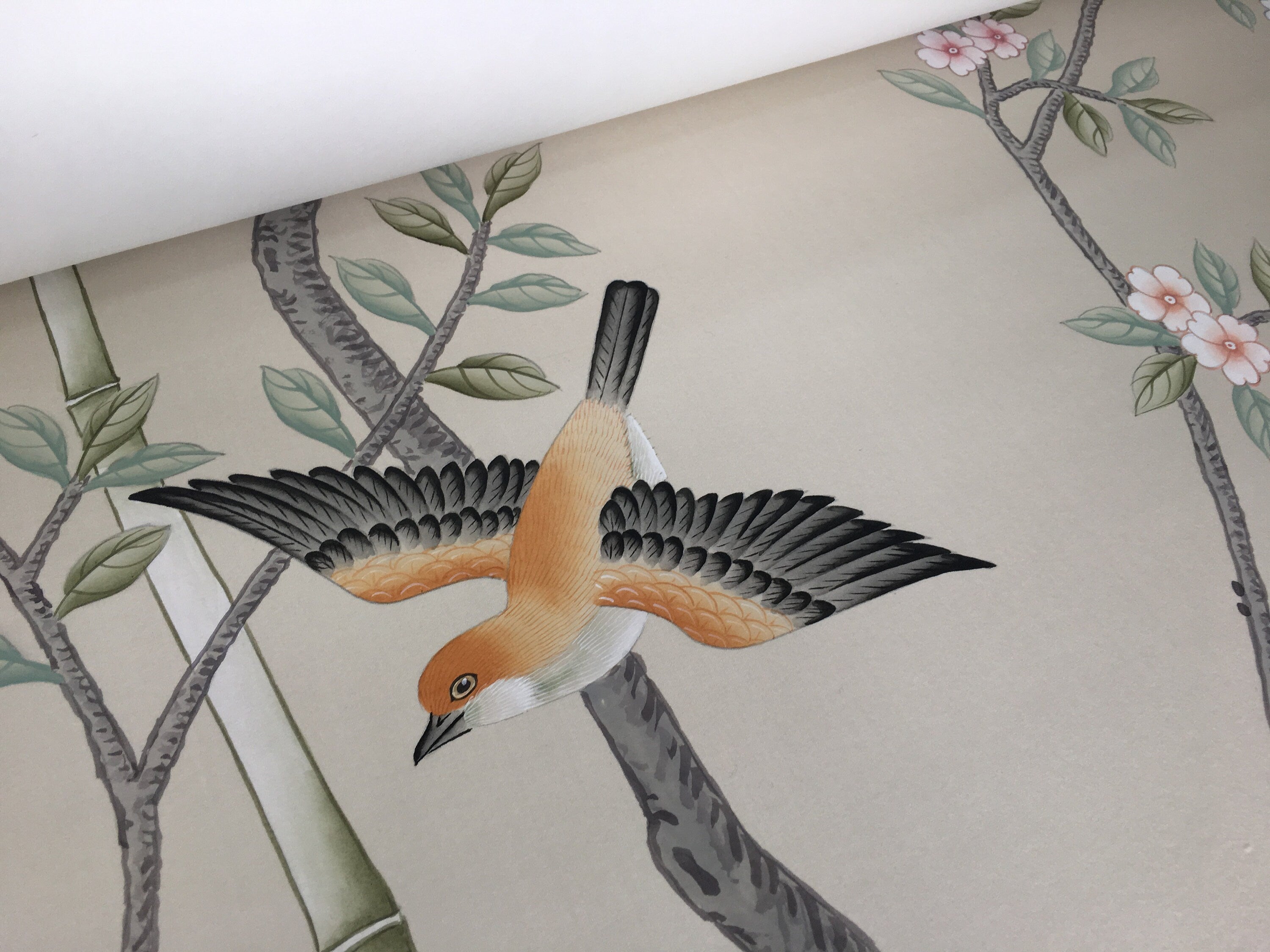 G-003 Chinoiserie Handpainted Wallpaper Custom Size Available