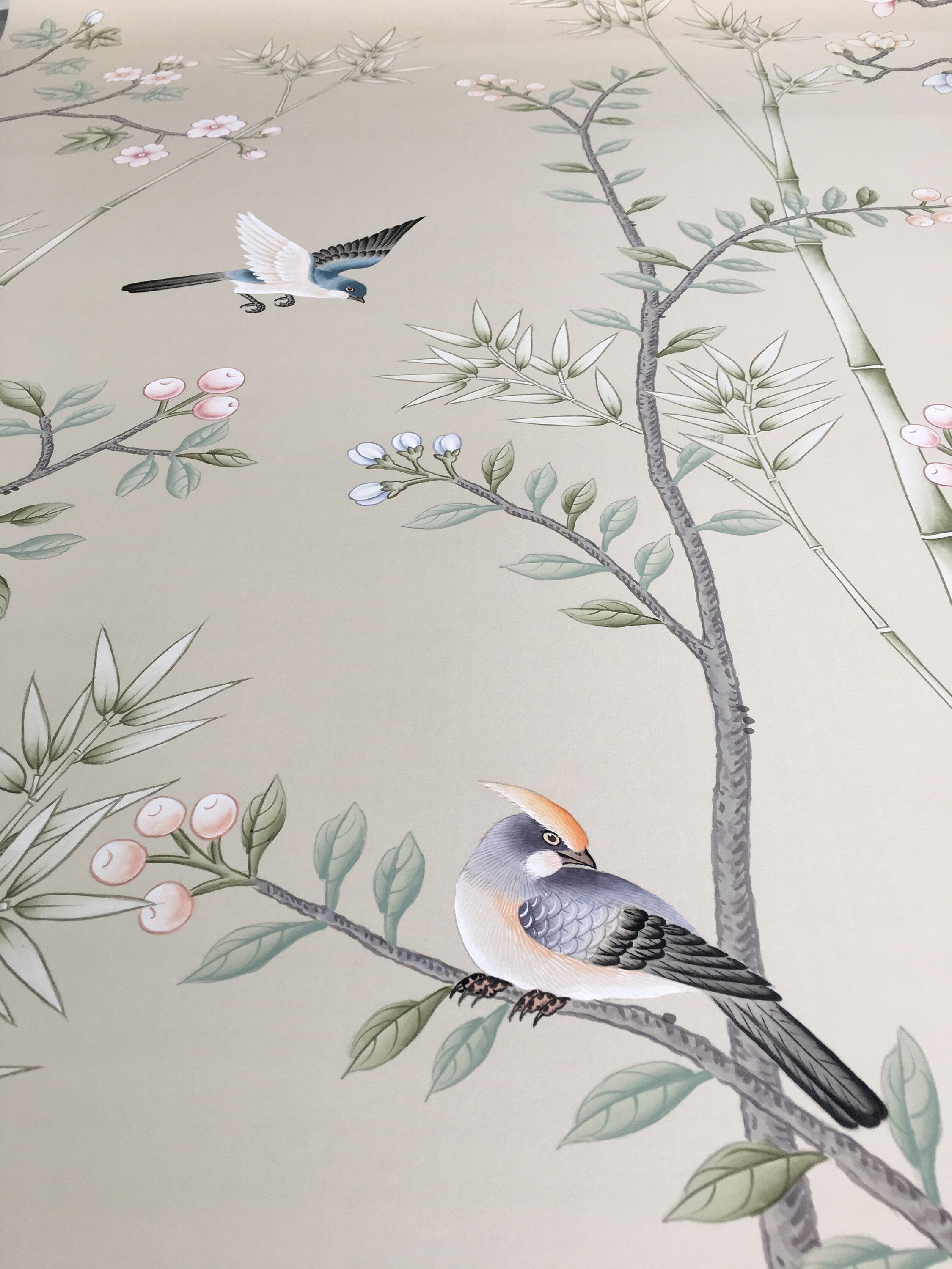 G-003 Chinoiserie Handpainted Wallpaper Custom Size Available