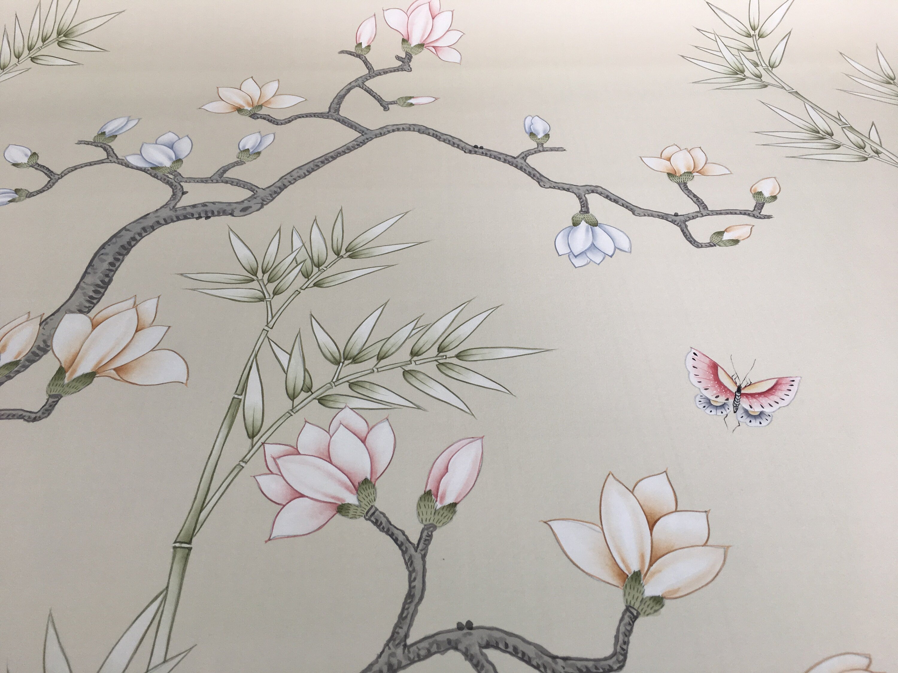 G-003 Chinoiserie Handpainted Wallpaper Custom Size Available