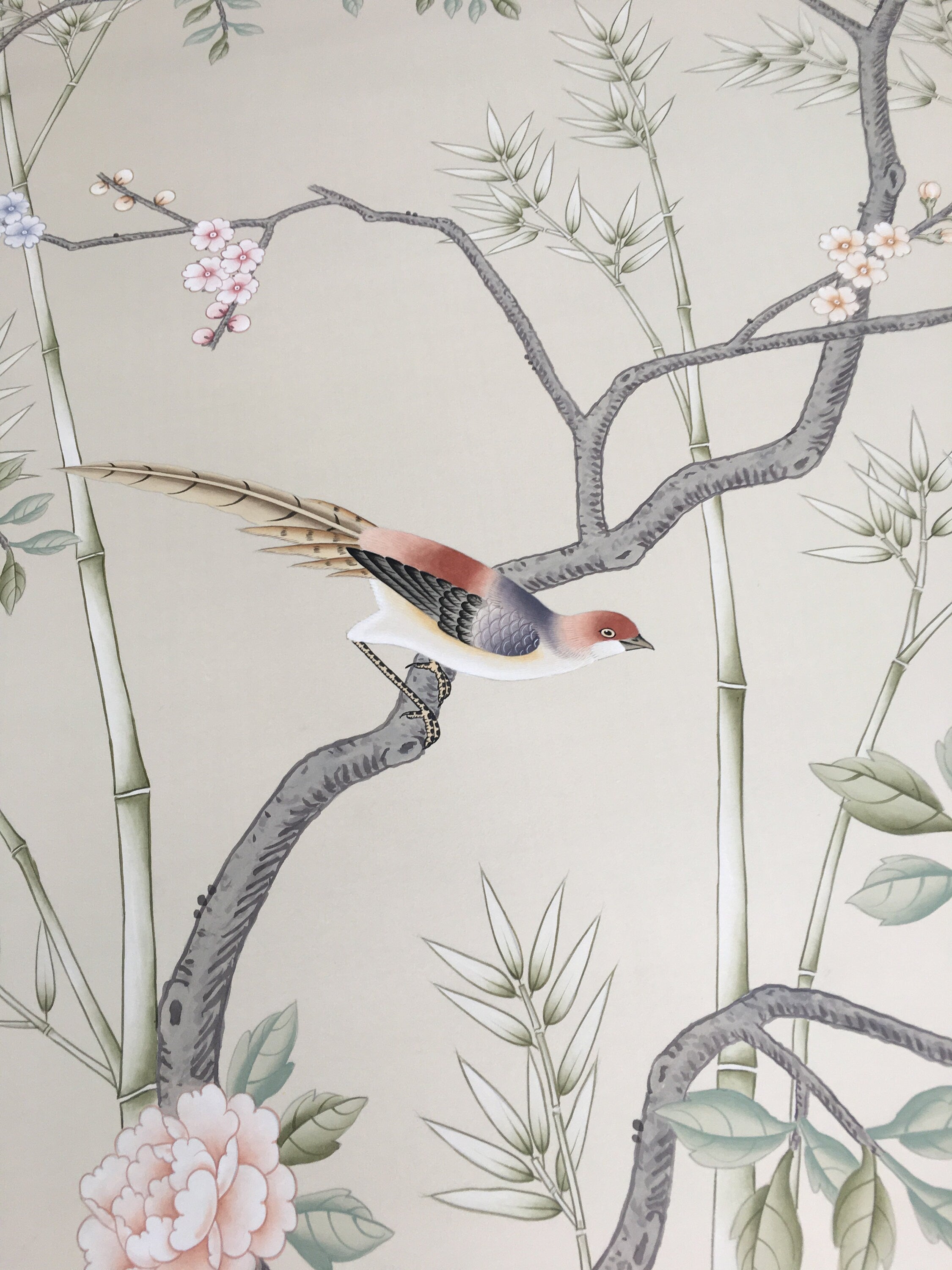 G-003 Chinoiserie Handpainted Wallpaper Custom Size Available